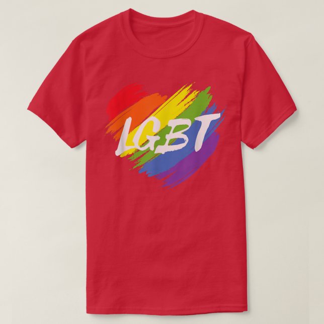 Camiseta LGBT Rainbow Heart Design com suporte a Igualdade  (Frente do Design)