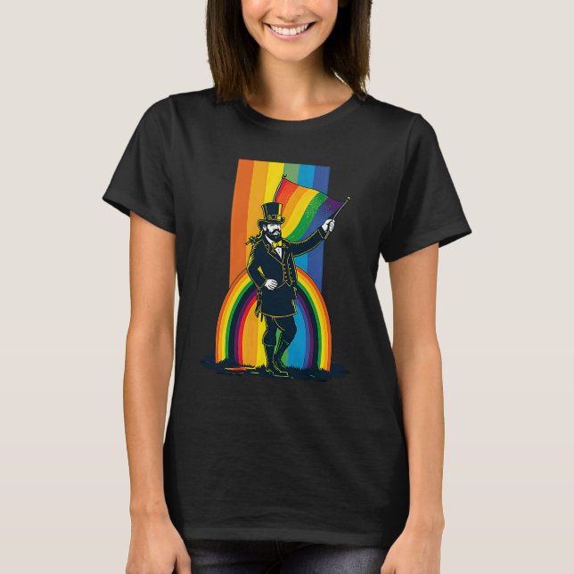 Camiseta LGBT Rainbow Supporter Gay St Patricks Day  2 (Frente)