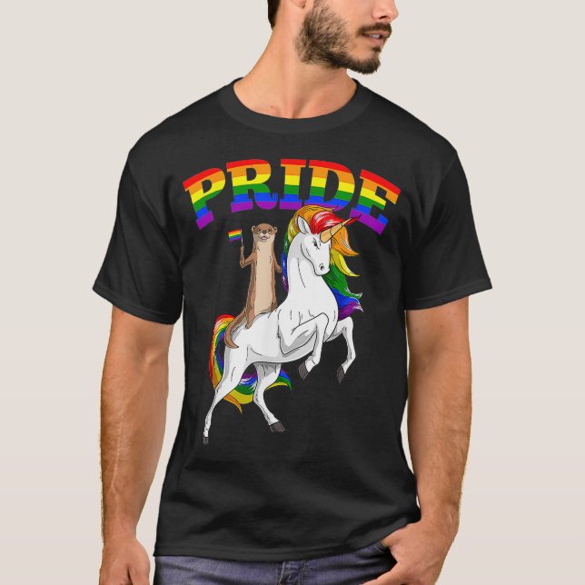 Camiseta LGBT Sea Otter Unicorn Gay Pride Rainbow LGBTQ Cut (Frente)