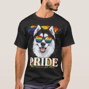 Camiseta LGBT Siberian Husky Orgulho gay LGBTQ Bandeira Arc