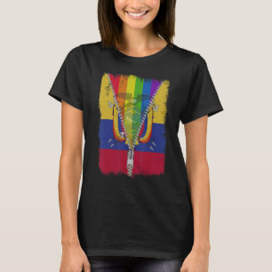 Camiseta Lgbt Sinalizador Equador Zip Arco-Íris Gay Equador