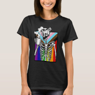 Camiseta Lgbt Skeleton Beber Café Gay Transge Lgbtq Prid
