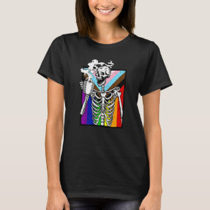 Camiseta Lgbt Skeleton Beber Gay Transger Lgbtq Prid