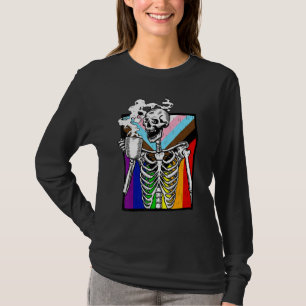Camiseta Lgbt Skeleton Beber Gay Transger Lgbtq Prid