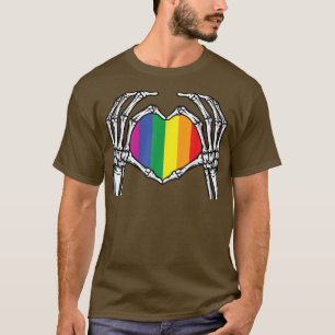 Camiseta LGBT Skeleton Sinal de Mão Ódio Ossos Costume Engr