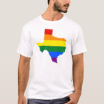 Camiseta LGBT Texas, Estado dos EUA mapa do T-Shirt<br><div class="desc">T-Shirt Básico com LGBT (pessoas lésbicas,  gay,  bissexuais e transexuais) mapa das faixas do arco-íris do estado Americano do Texas,  design de bandeira orgulho gay,  por pinkbrickroad</div>