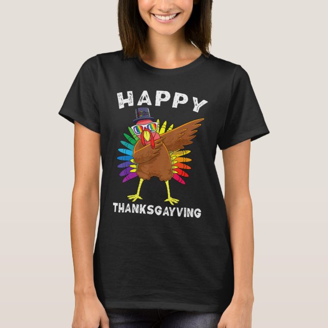 Camiseta LGBT Thanksgiving Turkey LGBTQ+ Rainbow Gay Pride  (Frente)