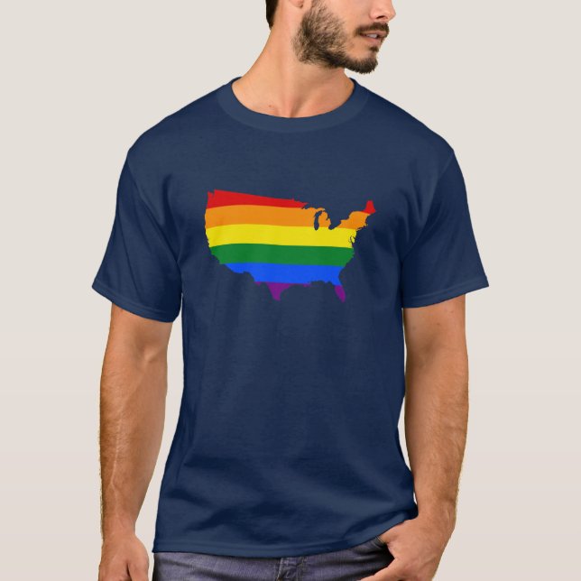 Camiseta LGBT - Topo do mapa do orgulho americano (Frente)