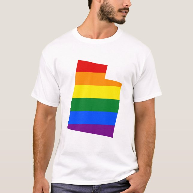 Camiseta LGBT Utah, mapa de bandeira dos EUA T-Shirt (Frente)