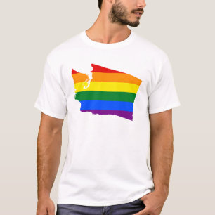 Camiseta LGBT Washington, mapa de bandeira do Estado dos EU