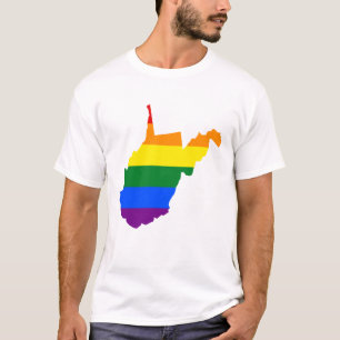Camiseta LGBT West Virginia, Estado dos EUA mapa de bandeir