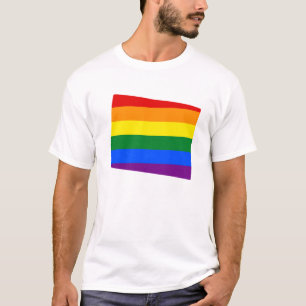 Camiseta LGBT Wyoming, Estado dos EUA mapa de bandeira T-Sh