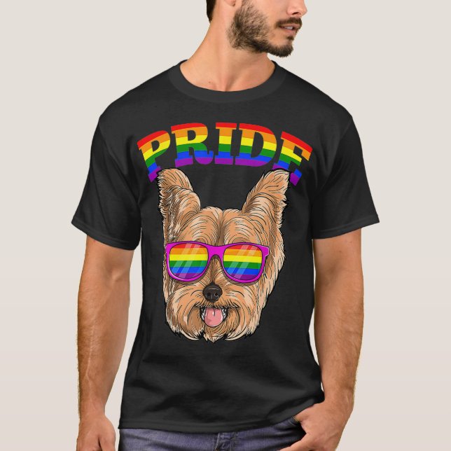 Camiseta LGBT Yorkshire Terrier Yorkie Dog Orgulho gay Rain (Frente)