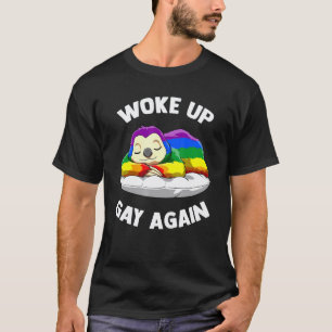 Camiseta Lgbtq Acordou Gay De Novo Preguiça