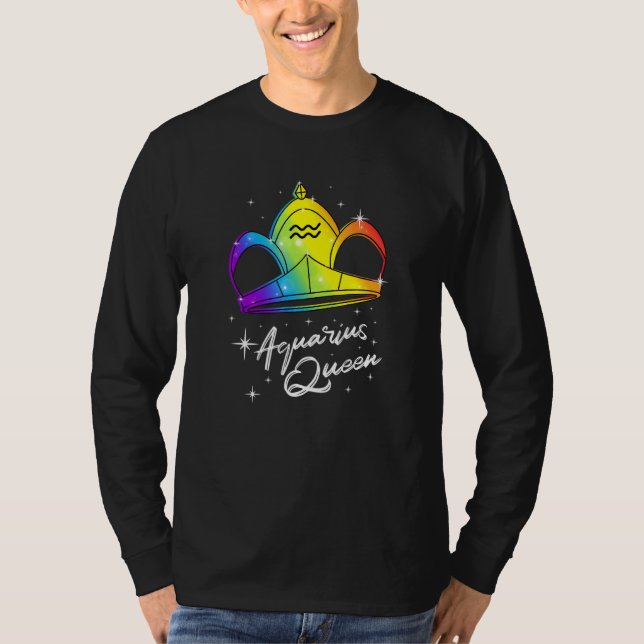 Camiseta Lgbtq Aquarius Queen Zodiac Com Orgulho gay Arco A (Frente)