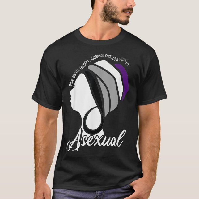 Camiseta LGBTQ Asexual Mulher Negra Ace Afro Melanin Prim F (Frente)