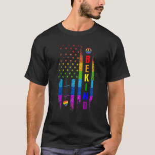 Camiseta Lgbtq Be Kind Orgulho gay Lgbt Rainbow American Fl