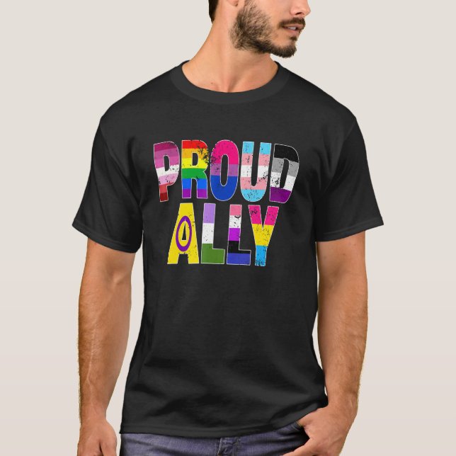 Camiseta LGBTQ Black Pride Proud Ally Lesbian Gay Bi Trans  (Frente)