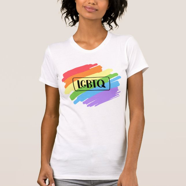 Camiseta LGBTQ Brushstrokes Arco-Íris (Frente)