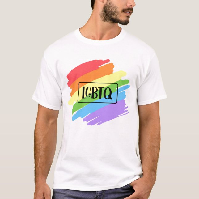 Camiseta LGBTQ Brushstrokes Arco-Íris (Frente)