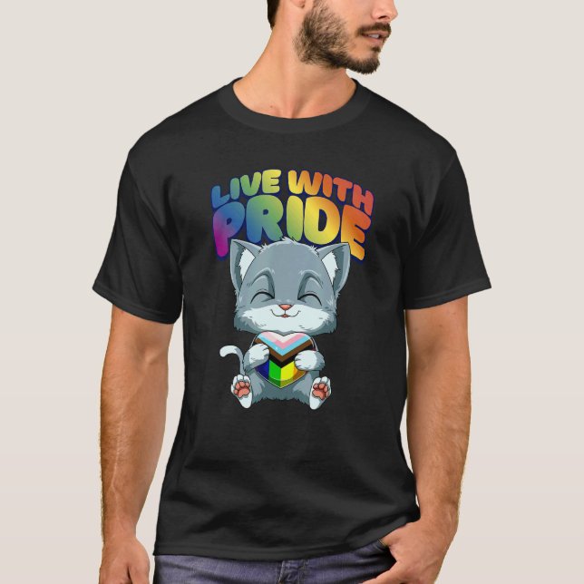 Camiseta LGBTQ Cat Progressiv Pride  Transgender Genderquee (Frente)