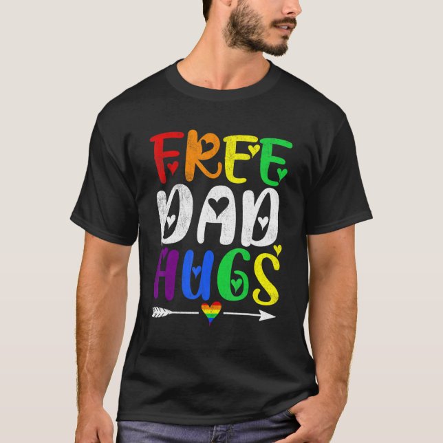 Camiseta LGBTQ do Orgulho Retro significa Abraços de Pai Gr (Frente)