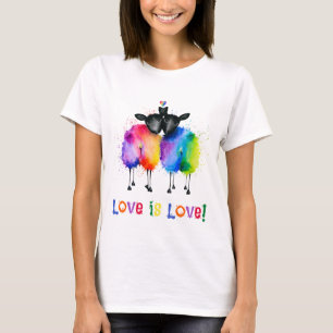 Camiseta ~LGBTQ Duas Ovelhas Arco-Íris O Amor É Amor