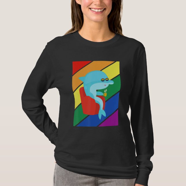 Camiseta Lgbtq Flag Gay Pride Month Rainbow Dolphin Lgbt Gl (Frente)