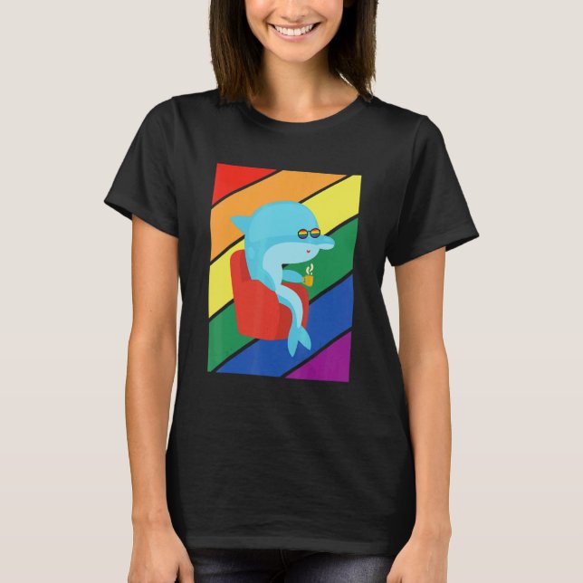 Camiseta LGBTQ Flag Gay Pride Month Rainbow Dolphin LGBT Gl (Frente)