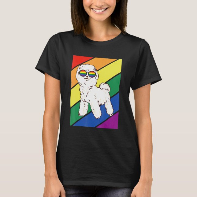 Camiseta LGBTQ Flag Gay Pride Month Rainbow Poodle Dog LGBT (Frente)