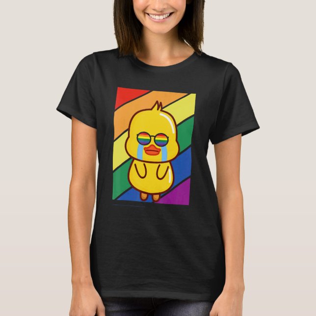 Camiseta LGBTQ Flag Gay Pride Month Rainbow Sad Duck LGBT G (Frente)