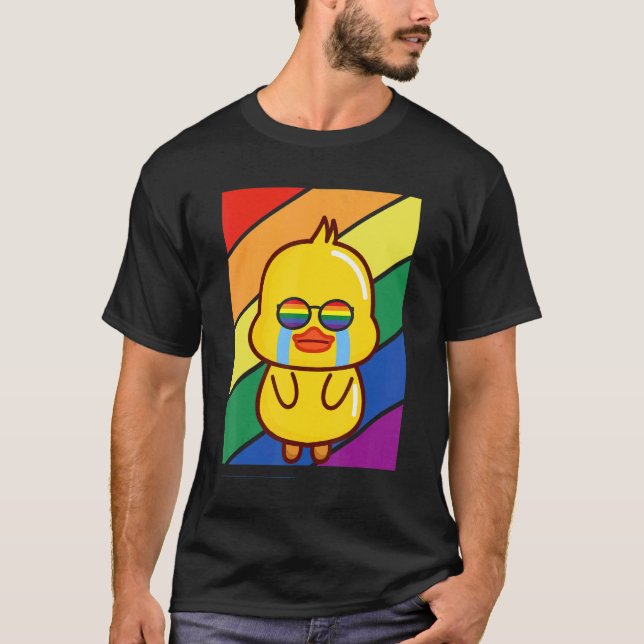 Camiseta LGBTQ Flag Gay Pride Month Rainbow Sad Duck LGBT G (Frente)