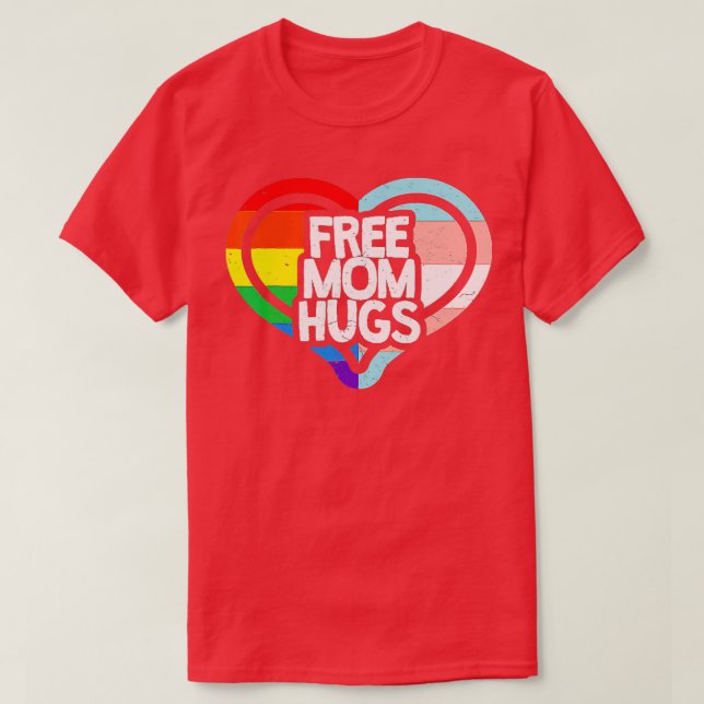 Camiseta LGBTQ Free Mãe Abraça Orgulho gay LGBT Ally Rainbo (Frente do Design)