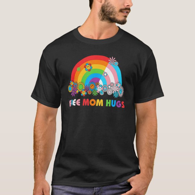Camiseta LGBTQ Free Mom Hugs Gay Pride LGBT Ally Rainbow Mo (Frente)