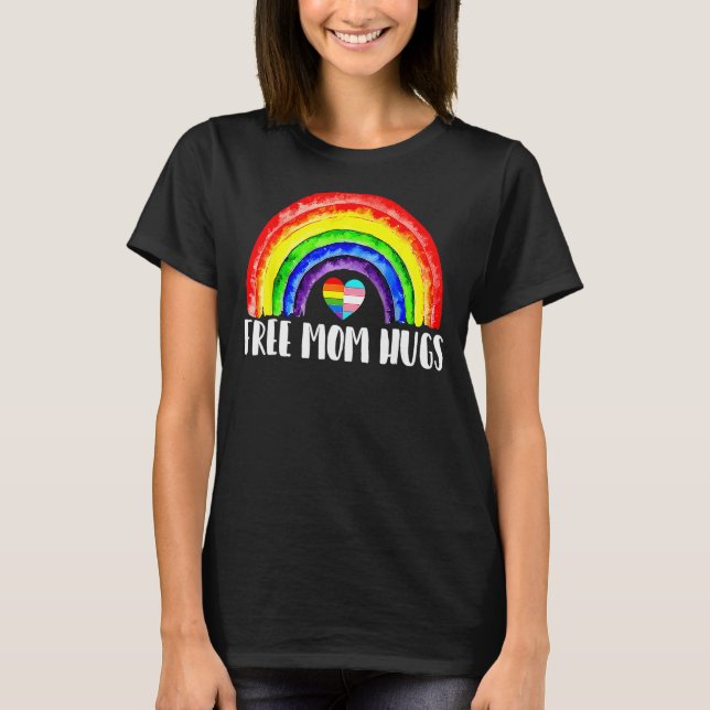 Camiseta LGBTQ Free Mom Hugs Gay Pride LGBT Ally Rainbow Mo (Frente)