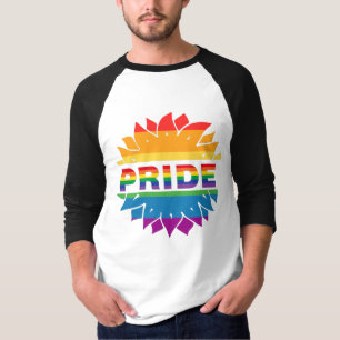 Camiseta Lgbtq gay do orgulho dourado do girassol do arco-í