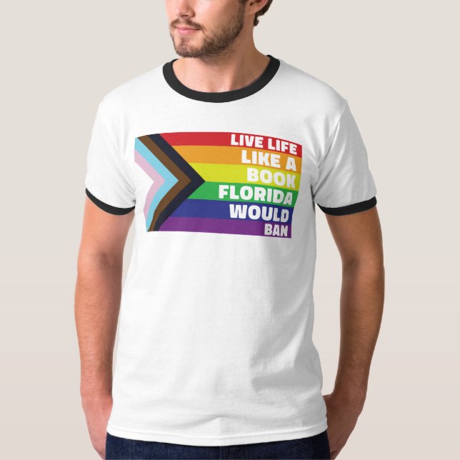 Camiseta LGBTQ Gay Lésbica LGBTQ Transvive Como Livro (Frente)