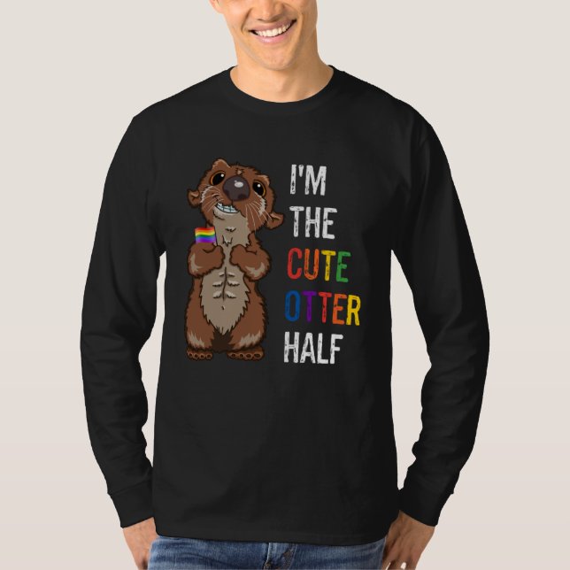 Camiseta LGBTQ Gay Pride Month Couples I m The Cute Otter H (Frente)