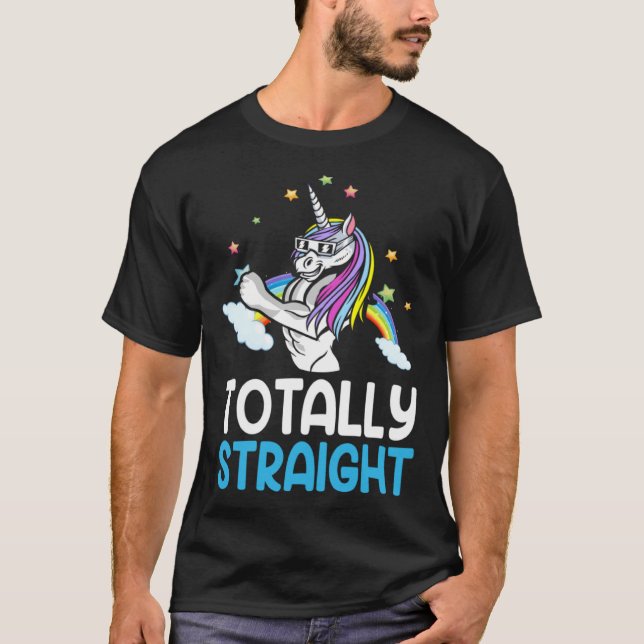 Camiseta LGBTQ Gay Pride  Totally Straight Unicorn  4 (Frente)