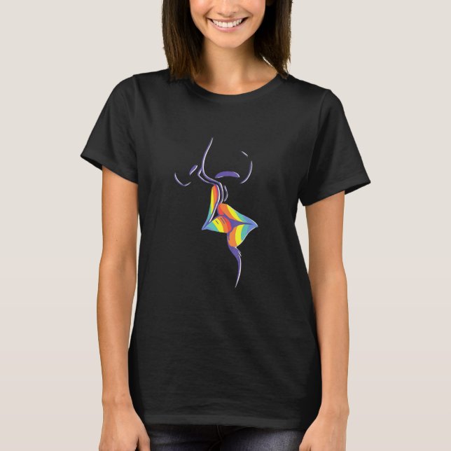 Camiseta Lgbtq Gay Trans Bi Rainbow Kiss Mouth Rainbow Kiss (Frente)