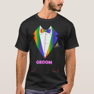 Camiseta LGBTQ GroomTuxedo Orgulho gay Lésbica Wed