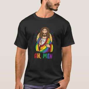 Camiseta LGBTQ Jesus Gay Homens Cristo Arco-Íris Homens