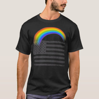 Camiseta LGBTQ July 4th American Flag Rainbow Premium T-Shi