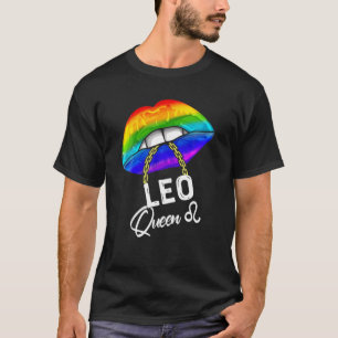Camiseta LGBTQ Leo Queen Lábios Zodiac Rainbow Orgulho gay