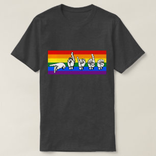 Camiseta LGBTQ+ - Linguagem de Sinais do Orgulho Arco-Íris