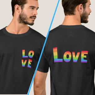 Camiseta LGBTQ LOVE no Rainbow Colour Front and Back Impres