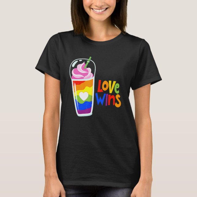 Camiseta Lgbtq Love Wins Orgulho gay Lgbt Ally Rainbow Flag (Frente)
