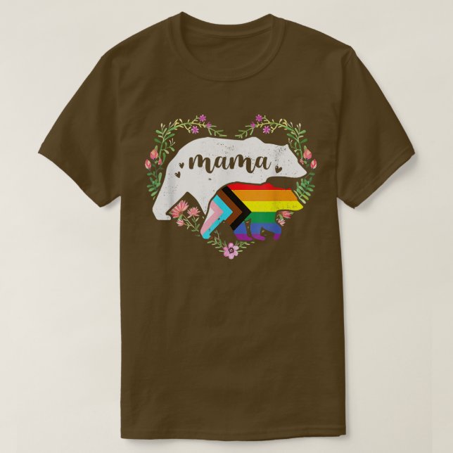Camiseta LGBTQ Mama Bear Progresso Orgulho Sinalizador Gay  (Frente do Design)