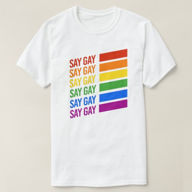 Camiseta LGBTQ Orgulho Diga Gay Diga Gay (Frente do Design)