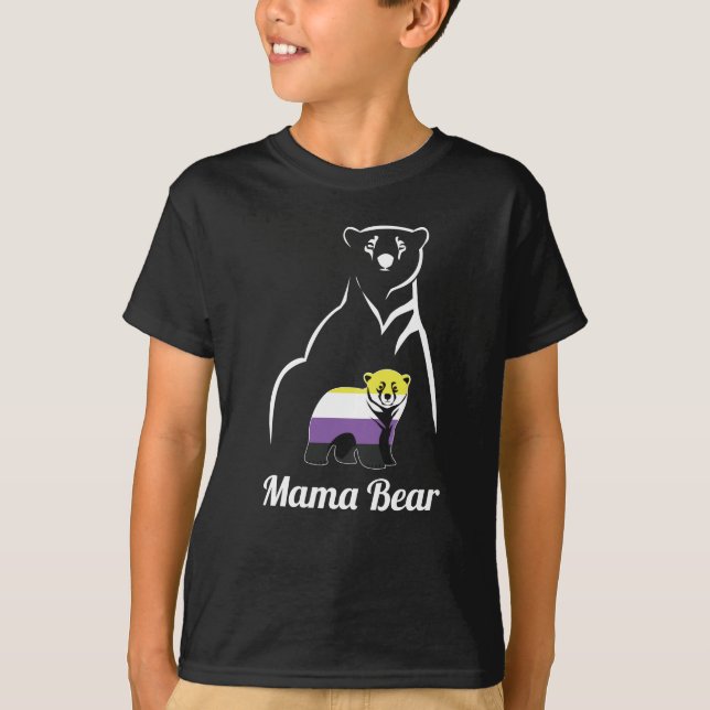Camiseta LGBTQ - Orgulho Não-Binário da Mamãe Ursa LGBT (Frente)